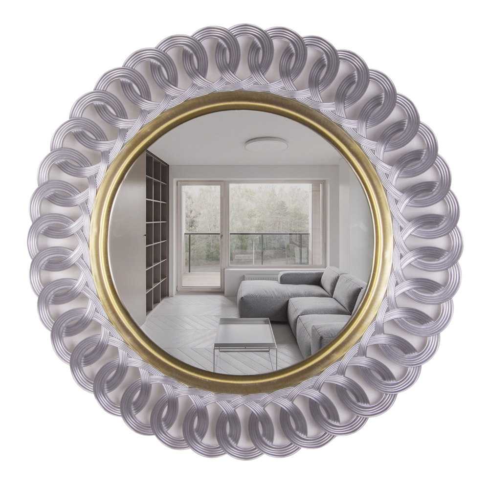 5130-Z1 (5) Зеркало интерьерное настенное в ажурном корпусе d=51см, серебро с золотом