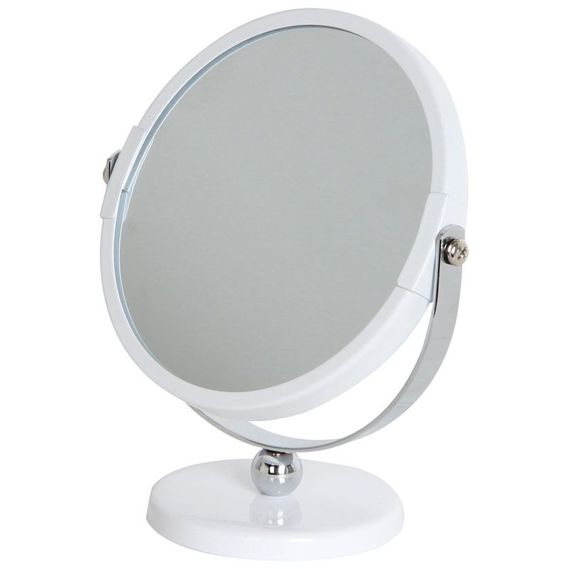 Зеркало косметическое M-3135 двухстороннее (Х5) на ножке (диаметр:12,5см, хром.металл,стекло)