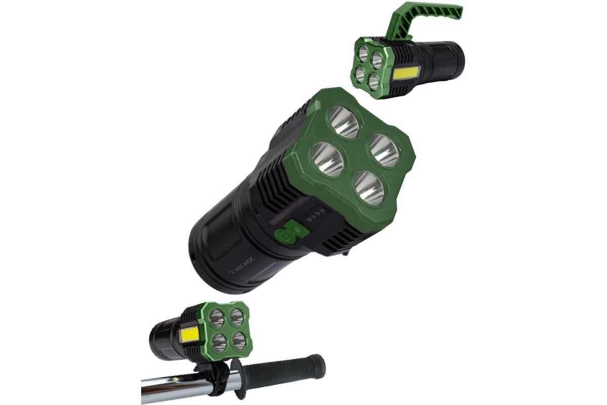 Фонарь-прожектор аккумуляторный ручной 4Вт SMD LED+3Вт COB LED Li-ion 18650 1200мА.ч корпус ABS-плас