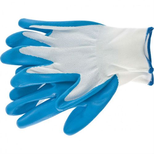 Перчатки полиэфирные с синим нитрильным покрытием маслобензостойкие, L, 15 класс Сибртех 67862