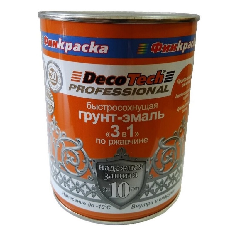 DecoTech Грунт-эмаль 3в1, красно-коричневая под RAL3005, 0.9кг/0,9кг