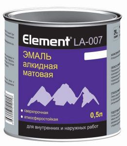Эмаль алкидная матовая белая Элемент LA-007 0,5л