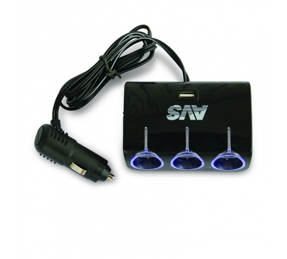 Разветвитель прикуривателя AVS 12/24 (на 3 выхода+USB) AVS CS317U A78115S