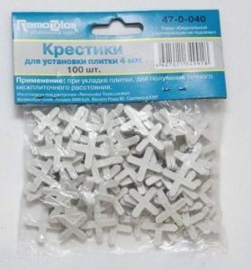 Крестики пластиковые для укладки плитки 4мм 100шт 47-0-040
