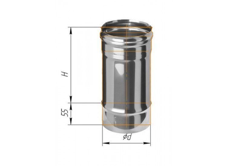 Дымоход L= 250мм (430/0,5 мм) ф100 нержавеющая сталь Феррум (10 шт/упак)