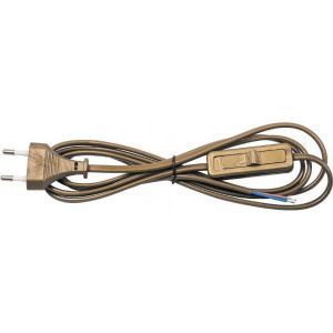 Сетевой шнур с выключателем, 230V 1.9м золото, FERON KF-HK-1 23051