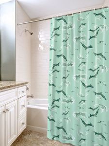 Штора п/э Дельфины зеленые New для ванной комнаты 180х180 см!!!