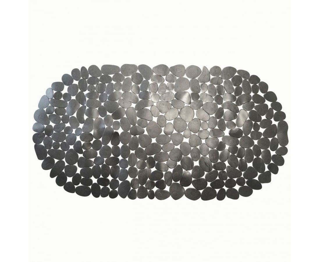 Коврик литой с присосками для ванны "Лунный камень" 36х69 см (графитово-серый)