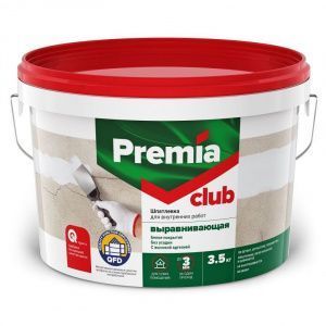 Шпатлевка PREMIA CLUB выравнивающая для внутренних работ, ведро 3,5 кг